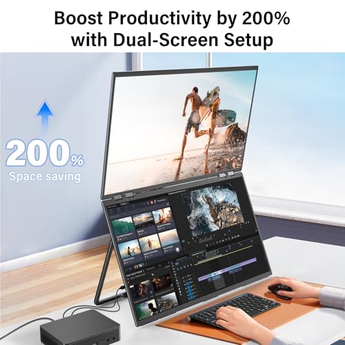 undefined InnoView 23.8" FHD 100Hz Dual Monitor Built-in Speakers 315°Adjustable 100% sRGB Double Monitor Extendrer for Windows Mac w/HDMI Type-C Work Office Triple Monitors の商品画像 6