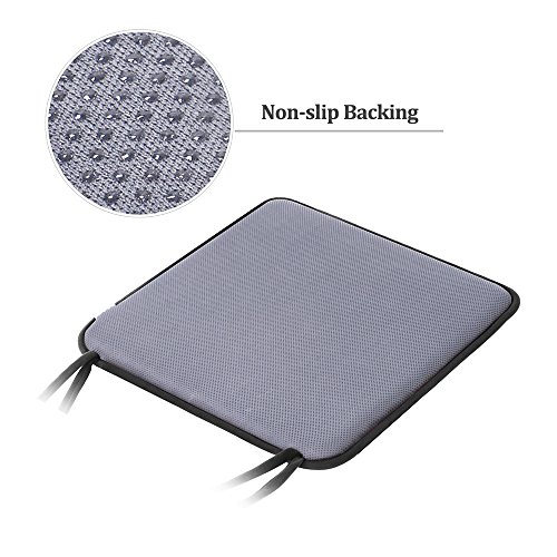 Dining Chair Pads,2 Pack Non Slip Memory Foam Kitchen Chair Cushions Pads With Ties And Gripper Backing By Shinnwa(16" Square,Velvet Black) #TOP3