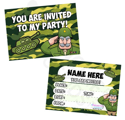 Pack of 30 Army Military Party Invitations Kids Birthday Party Supplies