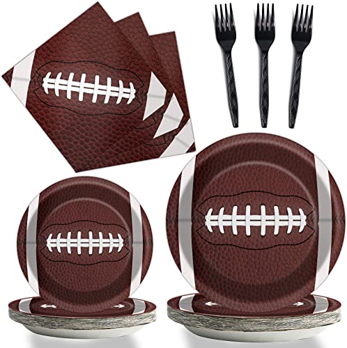 96 Pcs Football Party Supplies Bundle Paper Plates Napkins Football Sports Party Birthday Decorations Favors For Kids Serves