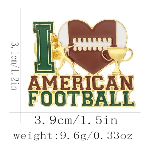 COLORFUL BLING Enamel Rugby Anerican Football Broochs Badge Heart-Shaped Sport Balls Lapel Pins Cartoon Game Day Cup Backpack Hat Decors Souvenir for Sport Lover Fans2
