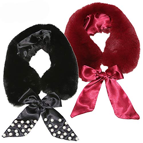Women Faux Fur Collar Infinity Scarf Circle Loop