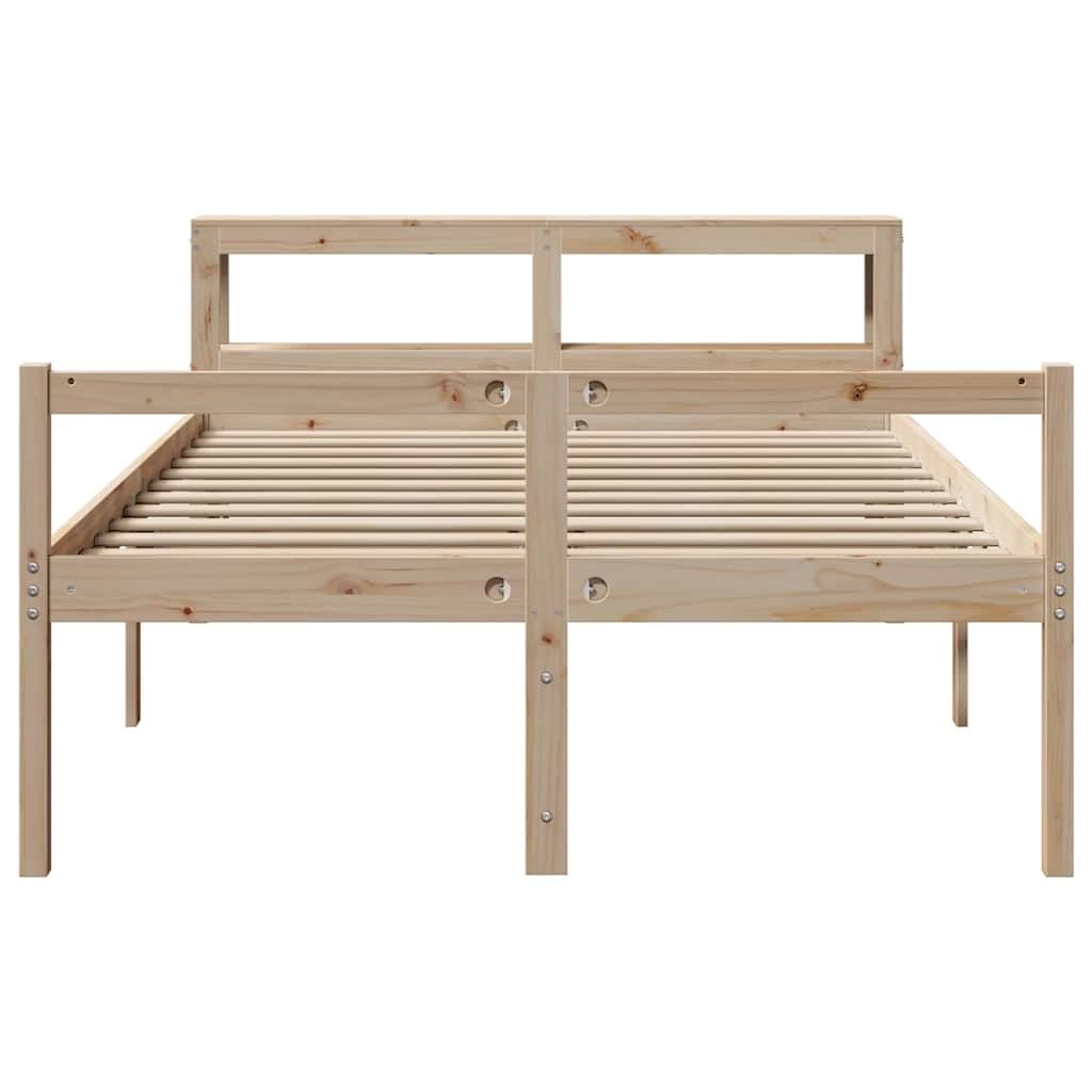 Massives Kiefernholz Seniorengerechte Einstiegshöhe Bettgestell Braun | Seniorenbett Massivholz Kiefer mit Kopfteil und Fußteil ohne Matratze 160x200 cm, 44 cm Einstiegshöhe, Komforthöhe mit
