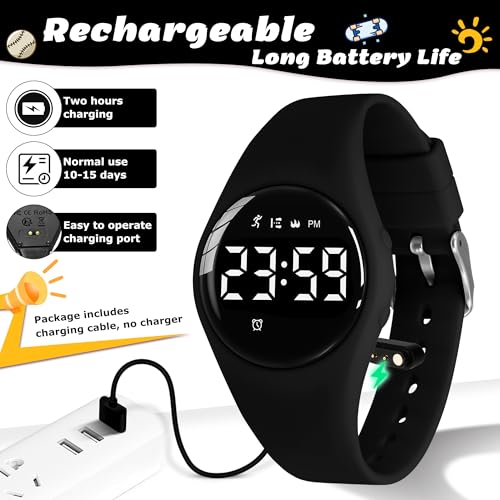 Image of Kids Watches for Girls Boys Digital Sport Watch with Step Counter Pedometer Vibration Alarm Clock, No App Waterproof Fitness Tracker Kids Watch Boys Girls Teens Students Ages 5-16