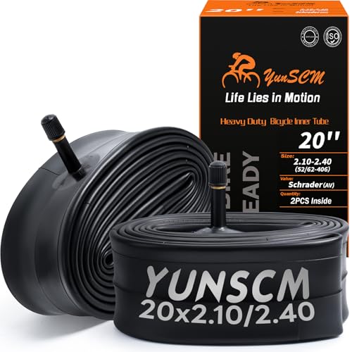 2-PCS 20' Heavy Duty Bike Tubes 20x2.10/2.125/2.25/2.30/2.35/2.40 Premium Quality Butyl 20' Bicycle...