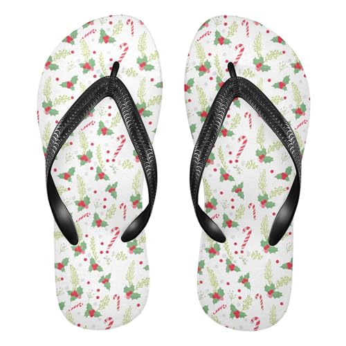Burbuja Holly Leaves Flip Flops for Women Men, Soft Thong Sandals Rubber Slippers for Pool Beach Essentials