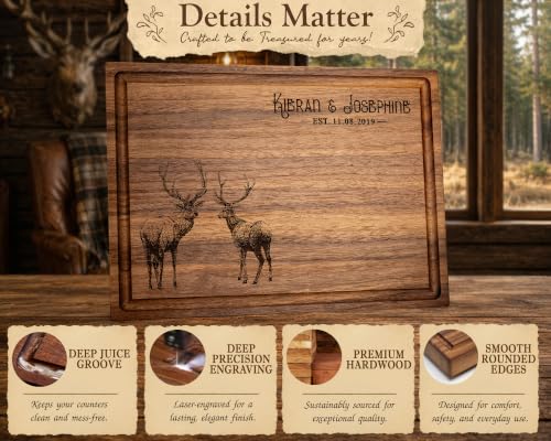 Tabla de cortar rectangular de madera dura con diseño Rustic Elk miniatura 4