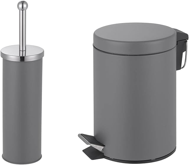 iTrend Bathroom Set - Grey Bin+Brush