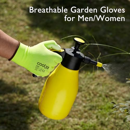 Image of COOLJOB 60 Pairs Safety Work Gloves Pack Bulk with Grip PU Coating | Breathable Lightweight Gloves with Polyurethane Dipped for Men Women, 13 Gauge Seamless Knit Thin Gloves, Yellow Small