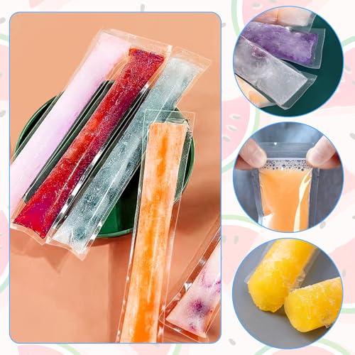 300 Stück Wassereis Tüten mit 1 Trichter, Popsicle Taschen Popsicle Formen Beutel, BPA-frei, Wassereistüte Popsicle Pouches für Joghurt, Eisbonbons, Eiscreme, Gastgeschenke(28 X 5.5cm)