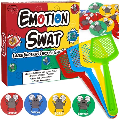 Garybank Emotions Swat Games for Kids Social Emotional Learning Activities, W/56 Emotion Cards, Speech Therapy Materials for Autism, Play Therapy Toys...
