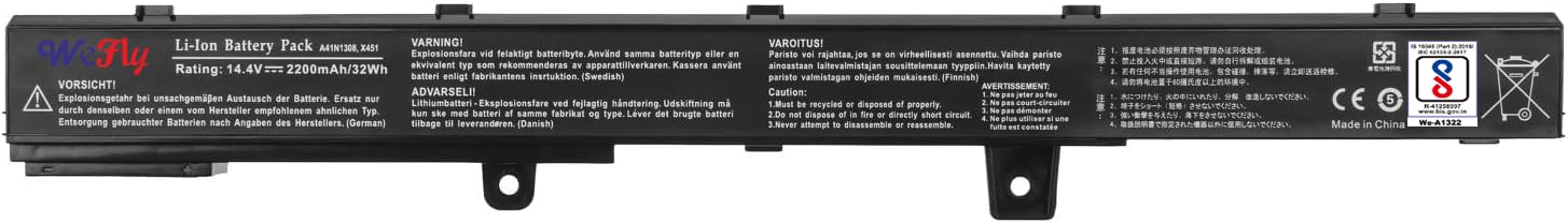 Wefly A31N1319 A41N1308 Laptop Battery Compatible for AS-US X551 X451 X451C X451CA X551C X551CA X551CA-SX024H X551CA-SX029H X551CA-DH21…