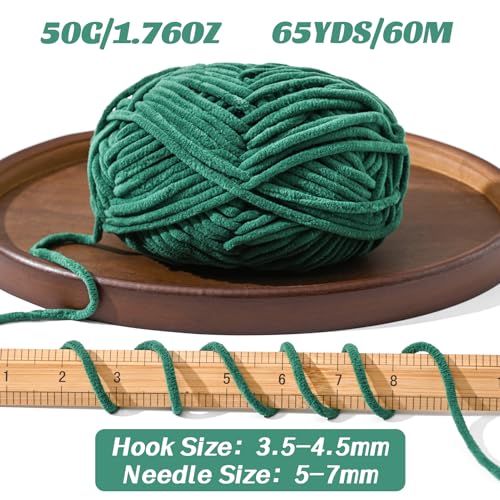 Image of 3 Pack Soft Chenille Yarn for Crocheting, Fluffy Chunky Crochet Yarn for Baby Blanket, (5.29oz /196.8yds) Fuzzy Velvet Yarn for Amigurumi&DIY Puzzle、Crafts、Scarf(3 Aqua Green)