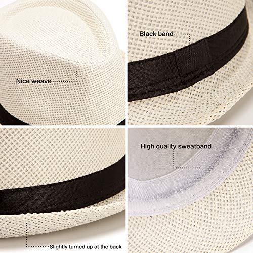 Image of LADYBRO Straw Trilby Fedora Hat for Men Women 1920s Wool Felt Panama 7 1 /4