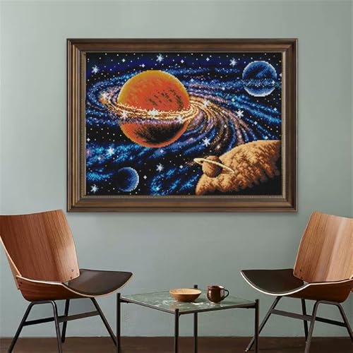 Image of JOYSEWING Planet Counted Cross Stitch kit The galaxy Stamped Kits Cross Stitch for Adult Printed Embroidery Kits for Beginners DIY Boy's Gift Printed pattern canvas (Milky way(11CT)22.44 x16.14 inch)