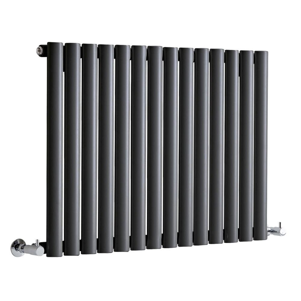 Milano Anthracite Horizontal Single Oval Panel Radiator - 595 X 826Mm