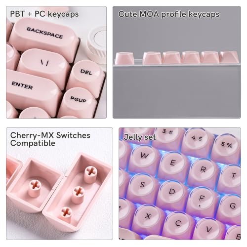 Image of dagaladoo PBT Keyboard keycaps,Pink moa keycaps Jelly