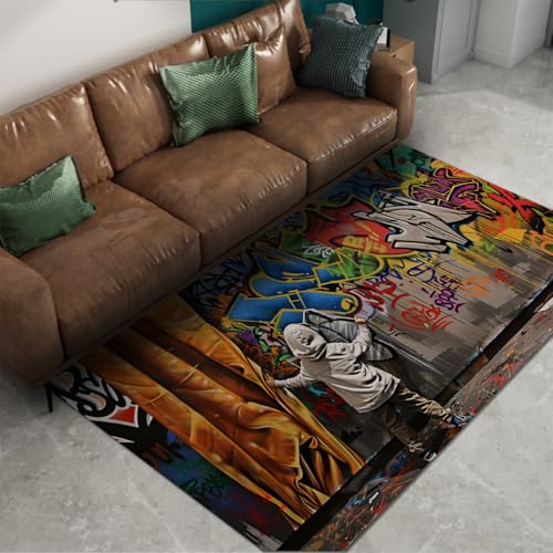 Tapis de Sol Doux pour Chambre d'Amis au Design Abstrait et Finitions Soignées - 6