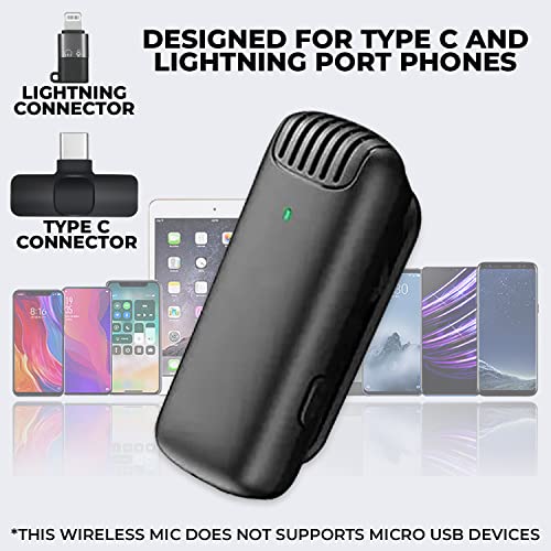 Image of Professional Grade Wireless Microphone with Noise Reduction Mic for YouTube Video Recording ASMR Podcast Interviews Reels Live Streaming (Compatible with Type C Mobiles and iOS Phones)