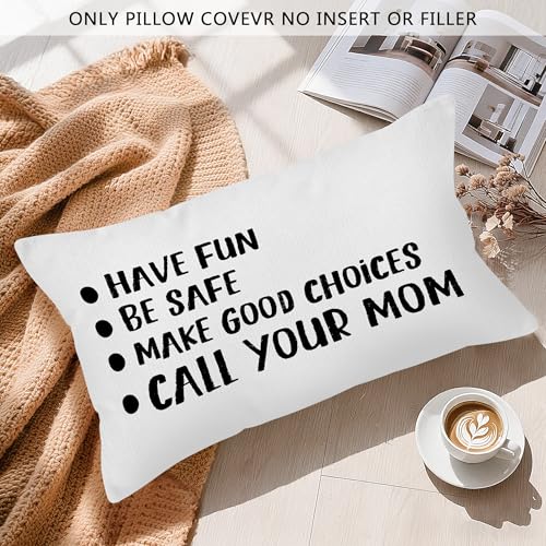 SYLLHRZGB Funny Call Your Mom Throw Pillow Cover 12x20, College Dorm Room Essentials Decor for Girls Boys, Fun Dorm College Pillow, Black College Decor Decorative Lumbar Pillows Cases for Dorms by SYLLHRZGB - Used condition - Image 3