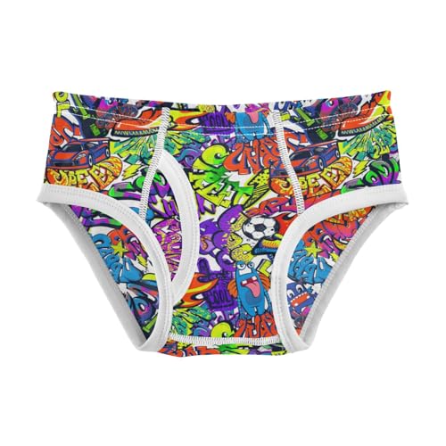 Boys' Exclusive Briefs Toddler Underwear 95% Combed Cotton Boxerbriefs 2T Vivid Graffiti - Style Pattern 90