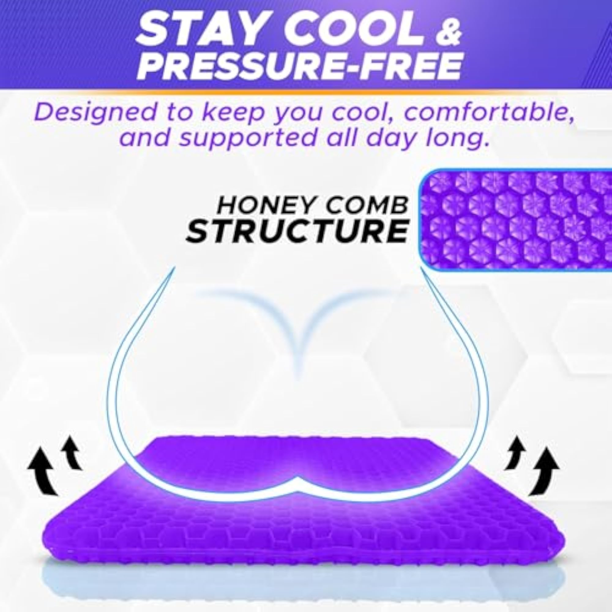 Gel Seat Cushion with Breathable Honeycomb Design