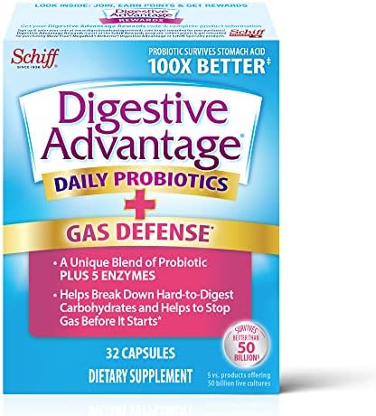 Fast Acting Enzymes Plus Daily Probiotic Capsules, Digestive Advantage (32 Count In A Box) - Helps Support Breakdown Of Hard To Digest Foods & Helps Prevent Gas*, Supports Digestive & Immune Health*
