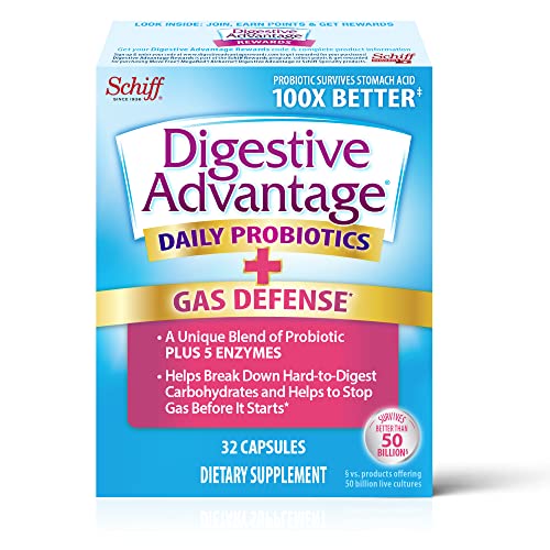 Fast Acting Enzymes Plus Daily Probiotic Capsules, Digestive Advantage (32 Count In A Box) - Helps Support Breakdown Of Hard To Digest Foods & Helps Prevent Gas*, Supports Digestive & Immune Health* #TOP11