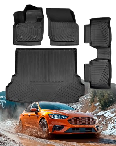 Tapis de Sol Ford Fusion 2017-2020 et Tapis de Coffre Berline Non Hybride Résistant