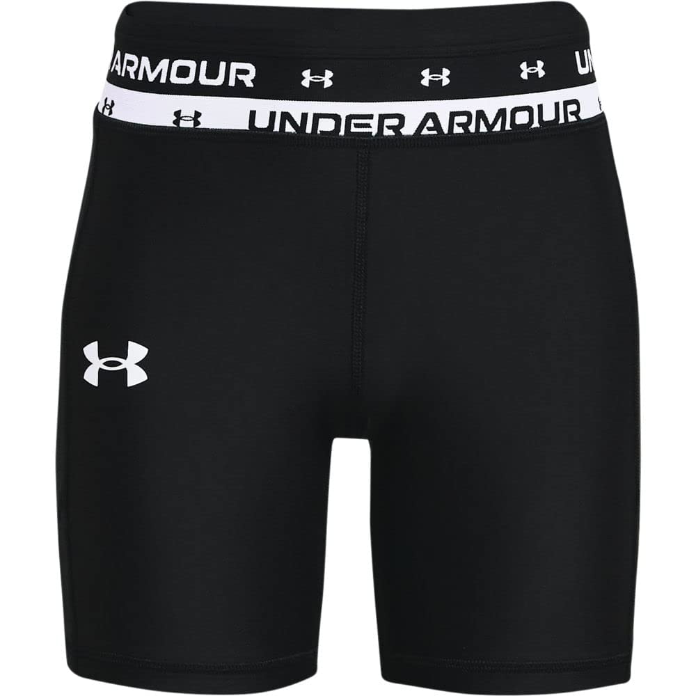 Under Armour Kids Girls' HeatGear Armour Bike Shorts, Black, SM (8 Big Kids)