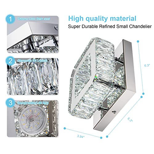 Mini Modern Crystal Chandeliers Flush Mount Ceiling Light Fixture Led Crystal Square Chandelier Hallway Light Bedroom Chandelier For Bathroom Kitchen Office #TOP5