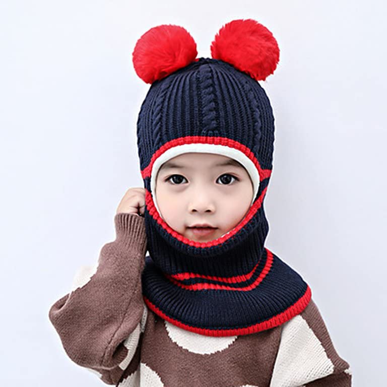 Image of Toddler Winter Hat With Scarf and Earflap Hood - Fleece Lined Monkey Cap for Baby and Kids (6 Months to 7 Years)