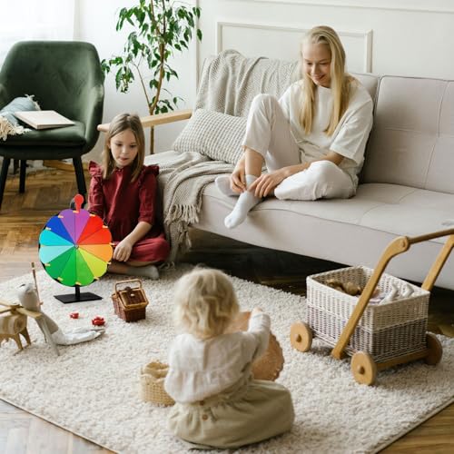 Diegimr 40cm Großes Glücksrad Set, 12 Fach Tombola Rad mit Ständer Rouletterad mit Robuster Basis Tisch Glücksrad für Karneval Messen Glücksrad-Spiele (Bunt)