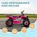 Aosom Kids ATV Quad Car, 6V Four-Wheeler for Kids with Forward Backward Function, Wear-Resistant Wheels for Toddlers Ages 18-36 Months, Pink