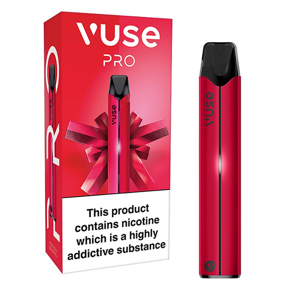 Pro Vape Kit, Slim Design, Fast Charging, Splash-Resistant, reusable, rechargeable & refillable vape, compatible with Vuse ePod 2 pods (Sold Separately), Red