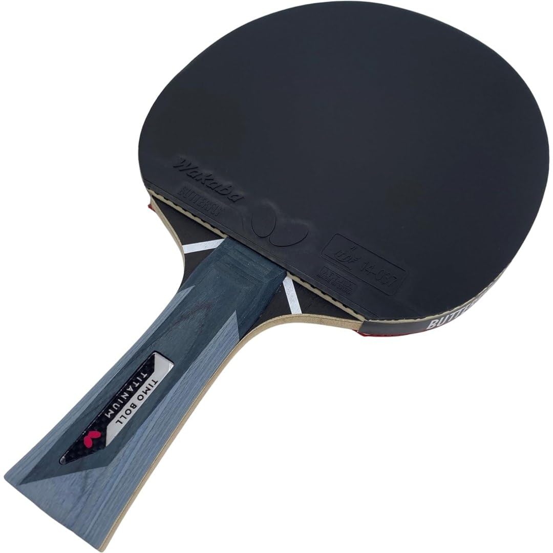 Butterfly Timo Boll Titanium Raquette de tennis de table | Revêtement Wakaba certifié ITTF pour compétition | Éponge de 2,0 mm | Joueurs professionnels entraînés