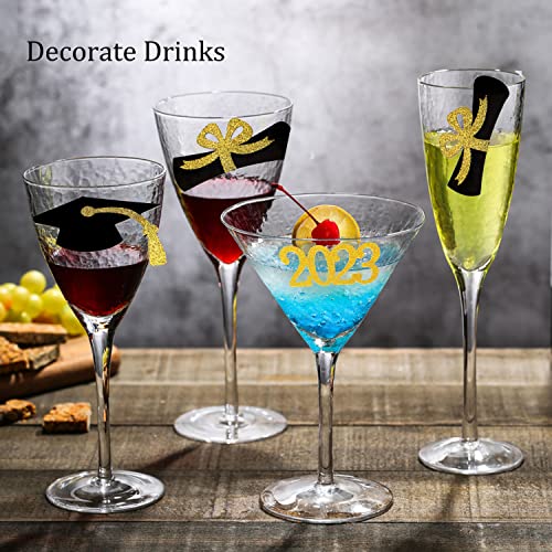 Yubobo 2023 Graduation Cupcake Toppers, 48 Pcs Food/Appetizer Picks For Graduation Party Mini Cake Decorations, Diploma, 2023, Grad Cap Set 48 Pieces (Gold) #TOP7