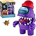 P.M.I., Among Us Action Figures, Una della Serie di 4 Figurine Giocattolo Alte (4.5 in.)12 cm ca. + 3 Cappelli e Accessori - Regalini e Oggetti Collezione Giocabili, Unico Impostore con Denti e Lingua