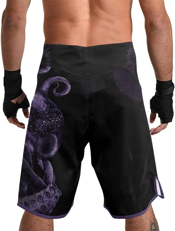 Octopus Fight Shorts MMA BJJ Kickboxing Grappling Jiu Jitsu Shorts for Men 4-Way Stretch Fabric