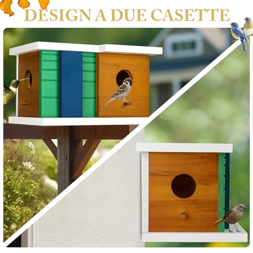 Casetta per Uccelli in Legno con 2 Fori - Ideale