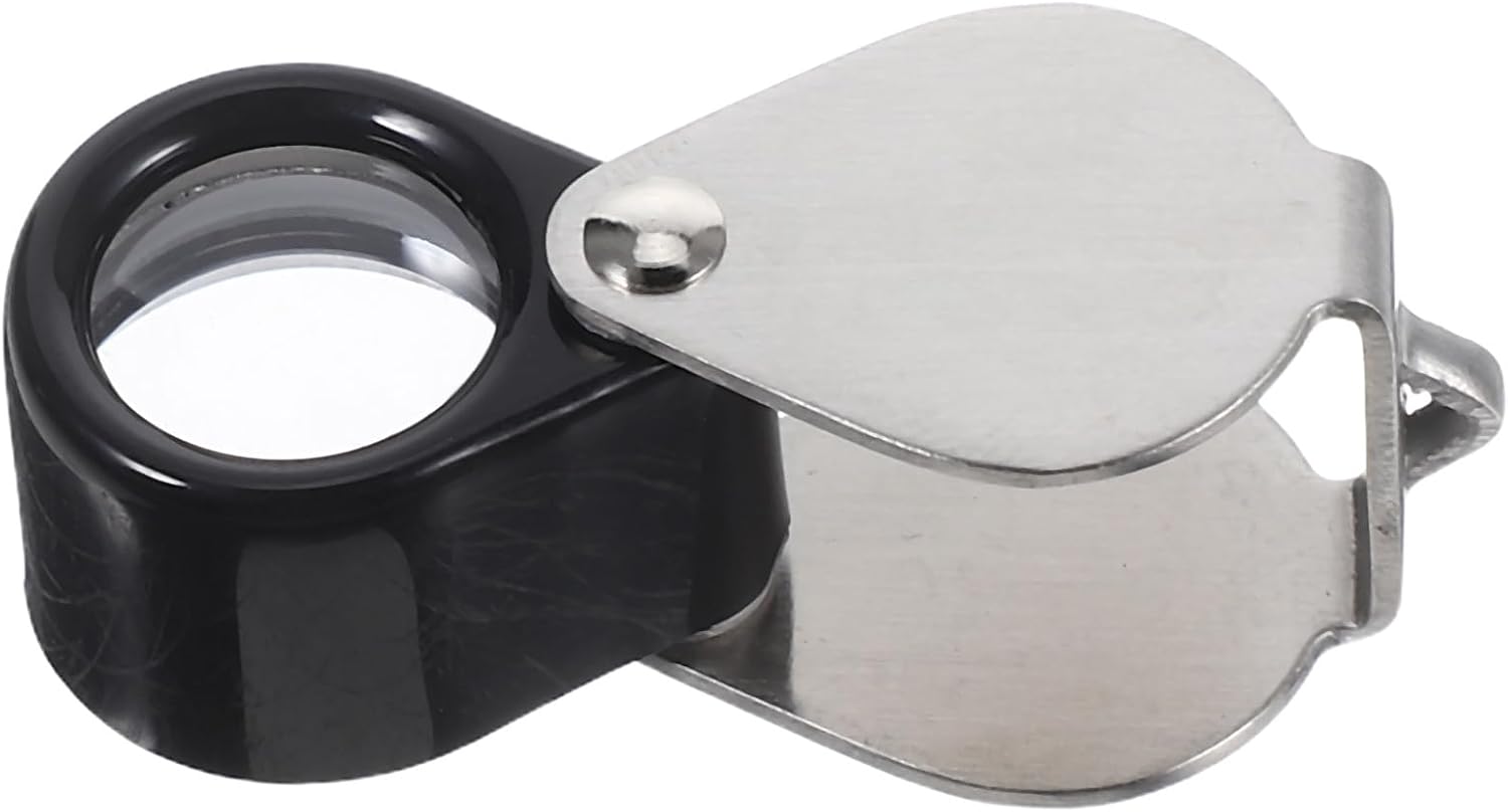 High Magnification Jewelry Loupe with Superior Optical Glass Portable Folding Handheld Magnifier for Gemstones Coins Stamps Includes Leather Carrying Case and Eyelet for Lanyard