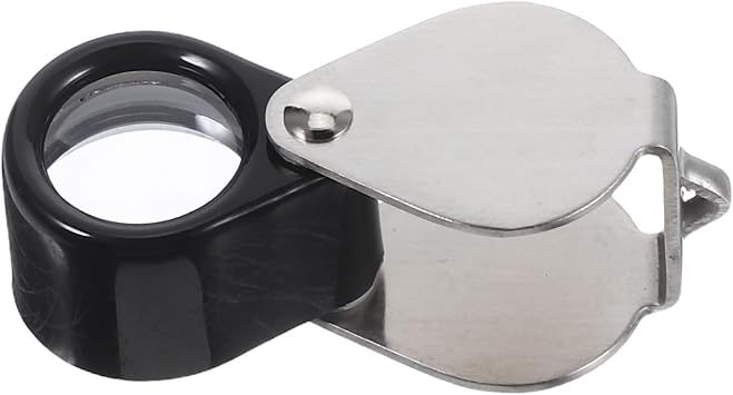 High Magnification Jewelry Loupe with Superior Optical Glass Portable Folding Handheld Magnifier for Gemstones Coins Stamps Includes Leather Carrying Case and Eyelet for Lanyard