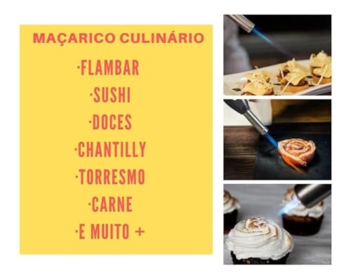 Maçarico Portátil 2 Refis Culinário Solda Regulagem Gourmet ideal para cozinha