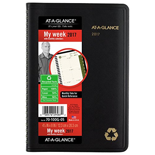 AT-A-GLANCE Weekly / Monthly Appointment Book / Planner 2017, Recycled, 4-7/8 x 8