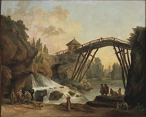Cuadro en lienzo para oficina con pintura del puente de Méréville 60x90cm