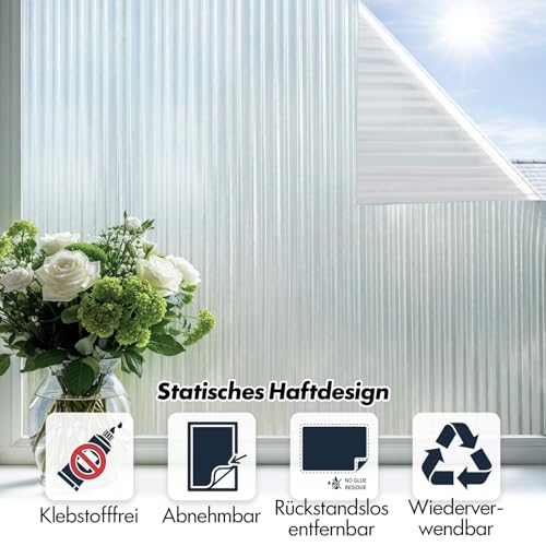 DIFIT Fensterfolie Streifen, Vertikal Sichtschutzfolie Fenster, 60x200cm – Ansicht 5