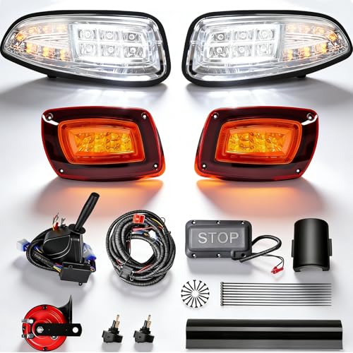 HHLZM Deluxe Golf Cart LED Light Kit for EZGO RXV 2016-Up Gas and Electric 12V Street Legal Headlights Taillights Turn Signal Brake Horn Wiring Harness