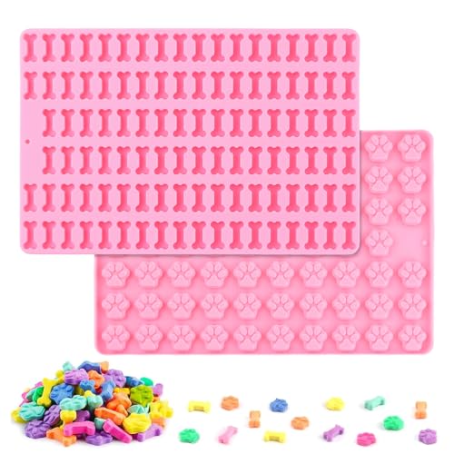 Backmatte Hundekekse, 2 Stück Silikonformen für Hund, Backform für Hundeleckerli, Paw and Bone Hundekekse Backform,für DIY Hundeleckerlies, Schokolade, Kekse, Eiswürfel, Süßigkeiten, BPA-Frei