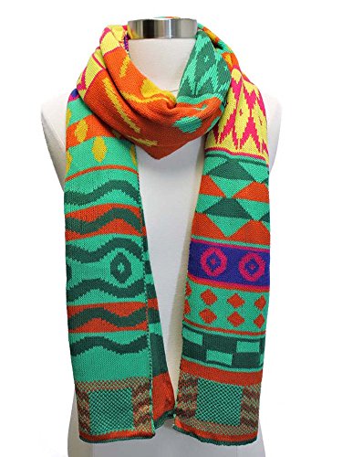 Bright Multicolor Aztec Print Knit Scarf2