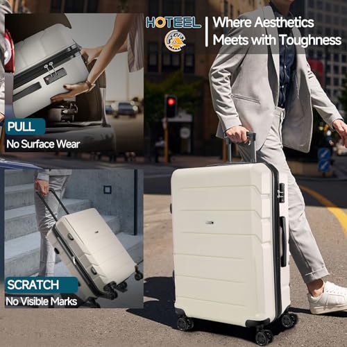 Image of Hoteel Luggage Sets 3 Piece, 4-Yr Warranty, PC+ABS Hard Shell Expandable Suitcases with Wheels, TSA Aproved Lock and Carry on Bags, Travel Suit Case Set for Men and Women, (3-Piece, Beige)